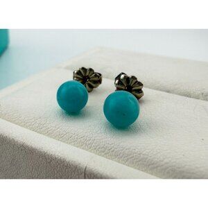 Tiffany & Co. Amazonite 6mm Bead Stud Earrings Sterling Silver RARE
